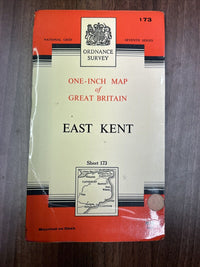 EAST KENT Ordnance Survey Seventh Series Cloth  One inch 1959 Sheet 173 Walmer