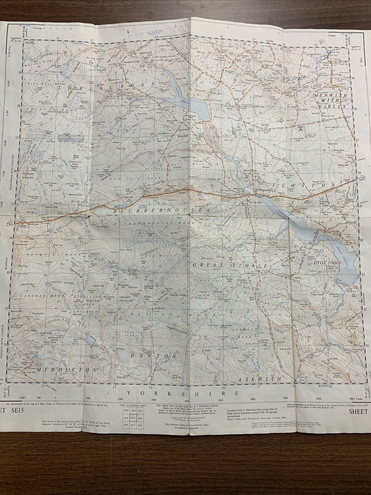 BLUBBERHOUSES Ordnance Survey Sheet SE15 Map 1:25,000 First Series 1967