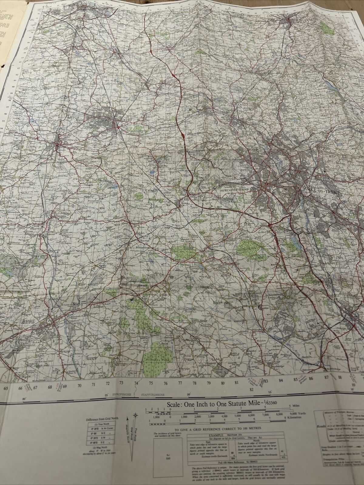 STOKE ON TRENT Ordnance Survey CLOTH Map 1962 Sheet 110 Seventh Series Crewe