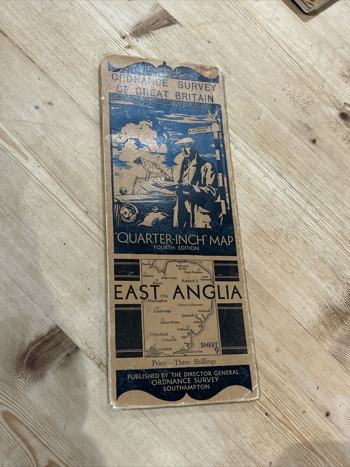 EAST ANGLIA 1935 Ordnance Survey CLOTH Sheet 9 Quarter Inch Map Fourth Edition