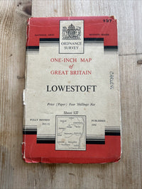 LOWESTOFT Ordnance Survey Paper Map 1954 Seventh Series No 137 Leiston Bungay