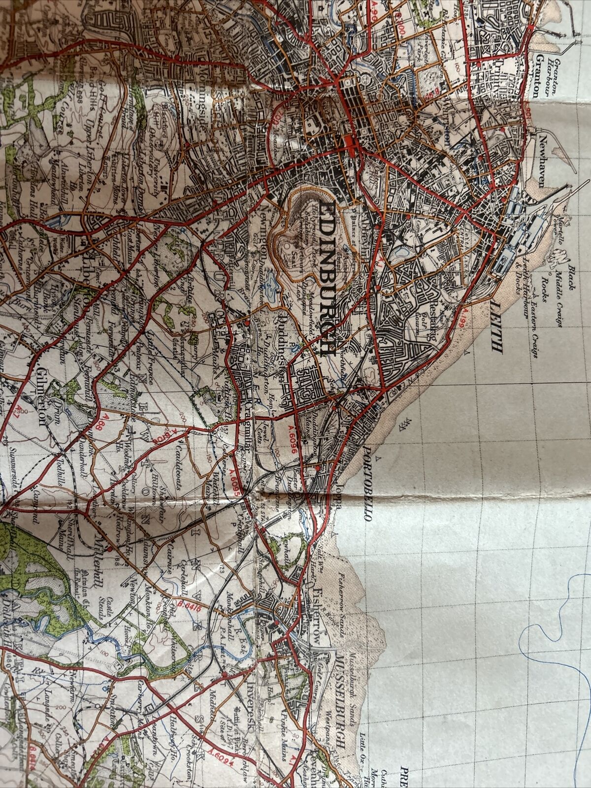 EDINBURGH Ordnance Survey CLOTH One Inch Sheet 74 Popular Edition 1945 Temple