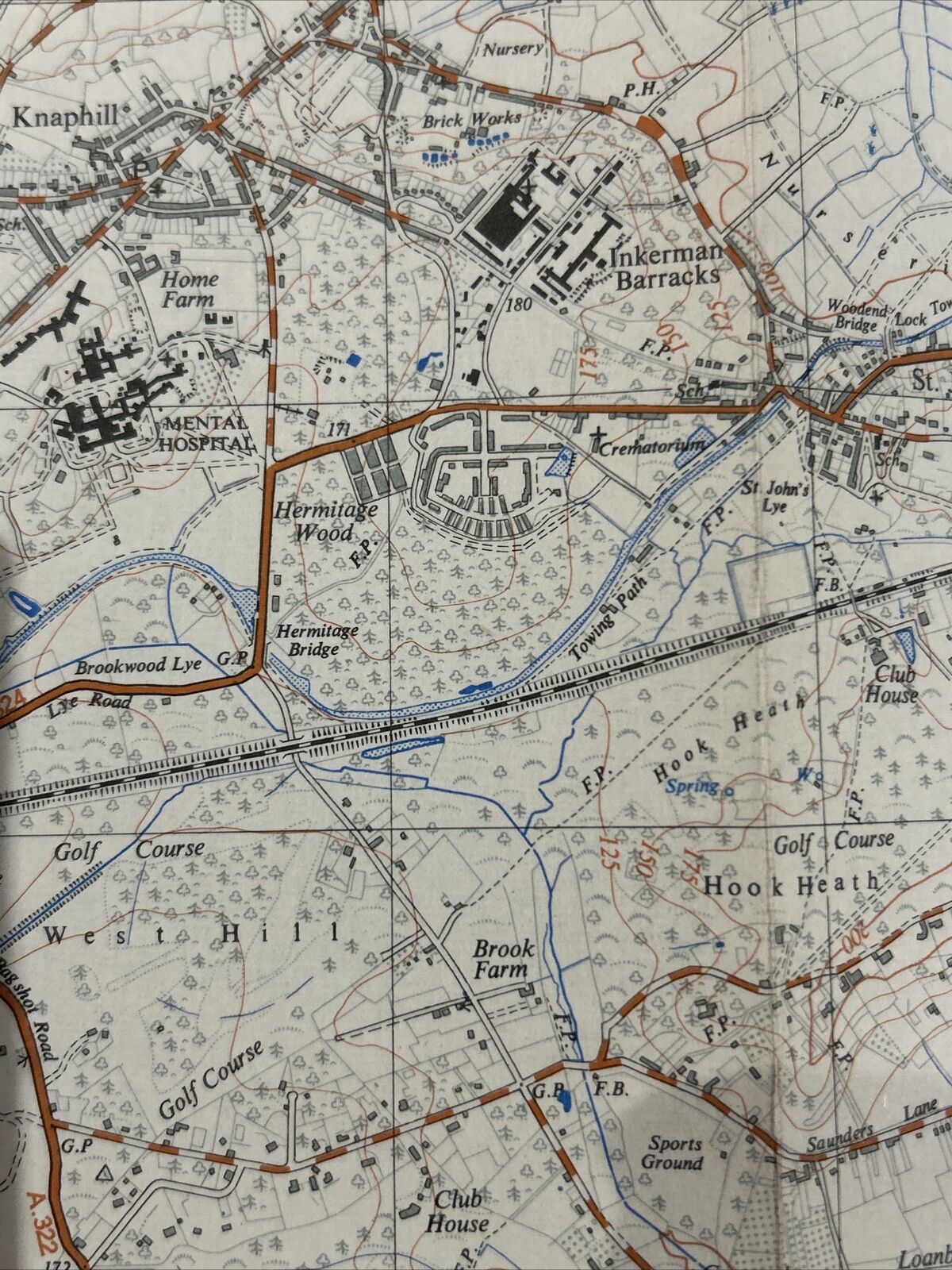 GUILDFORD Pirbright Ordnance Survey Sheet 41/95 1:25000 1949 Surrey CLOTH