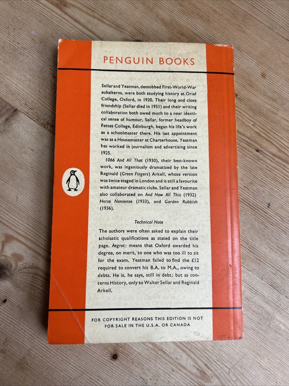 1066 AND ALL THAT WC Sellar And RJ Yeatman Penguin Book 1960 No 1424 First