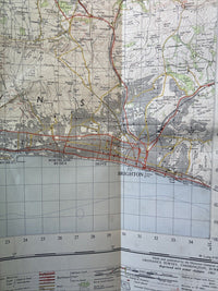 BRIGHTON & WORTHING Ordnance Survey Seventh Series One inch 1960 Sheet 182 Hove