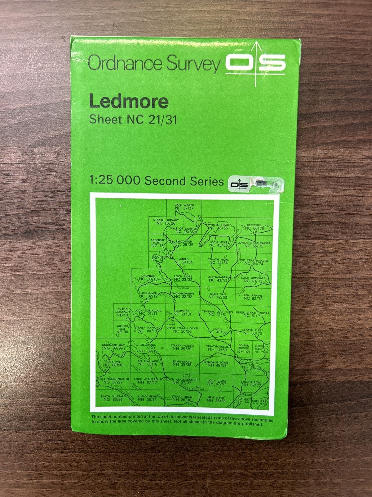 LEDMORE - Ordnance Survey Sheet NC21/31 1:25000 Second Series Sutherland Benmore