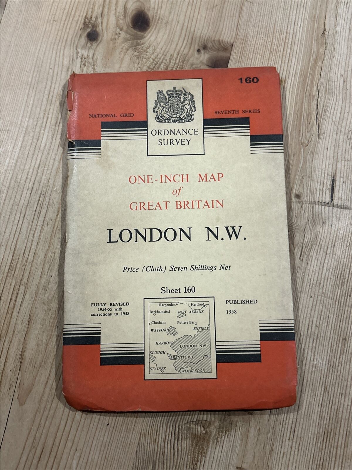 LONDON North West Ordnance Survey Seventh Series CLOTH One inch 1957 Sheet 160