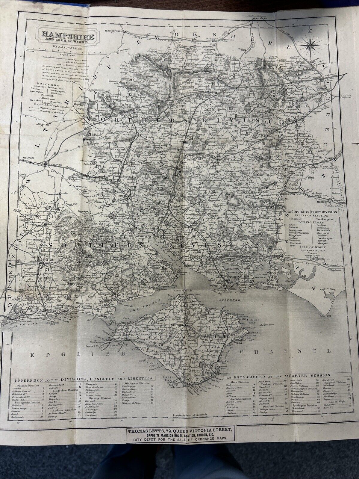 HAMPSHIRE & ISLE OF WIGHT Thomas Letts Reduced Ordnance Survey Map 1930?