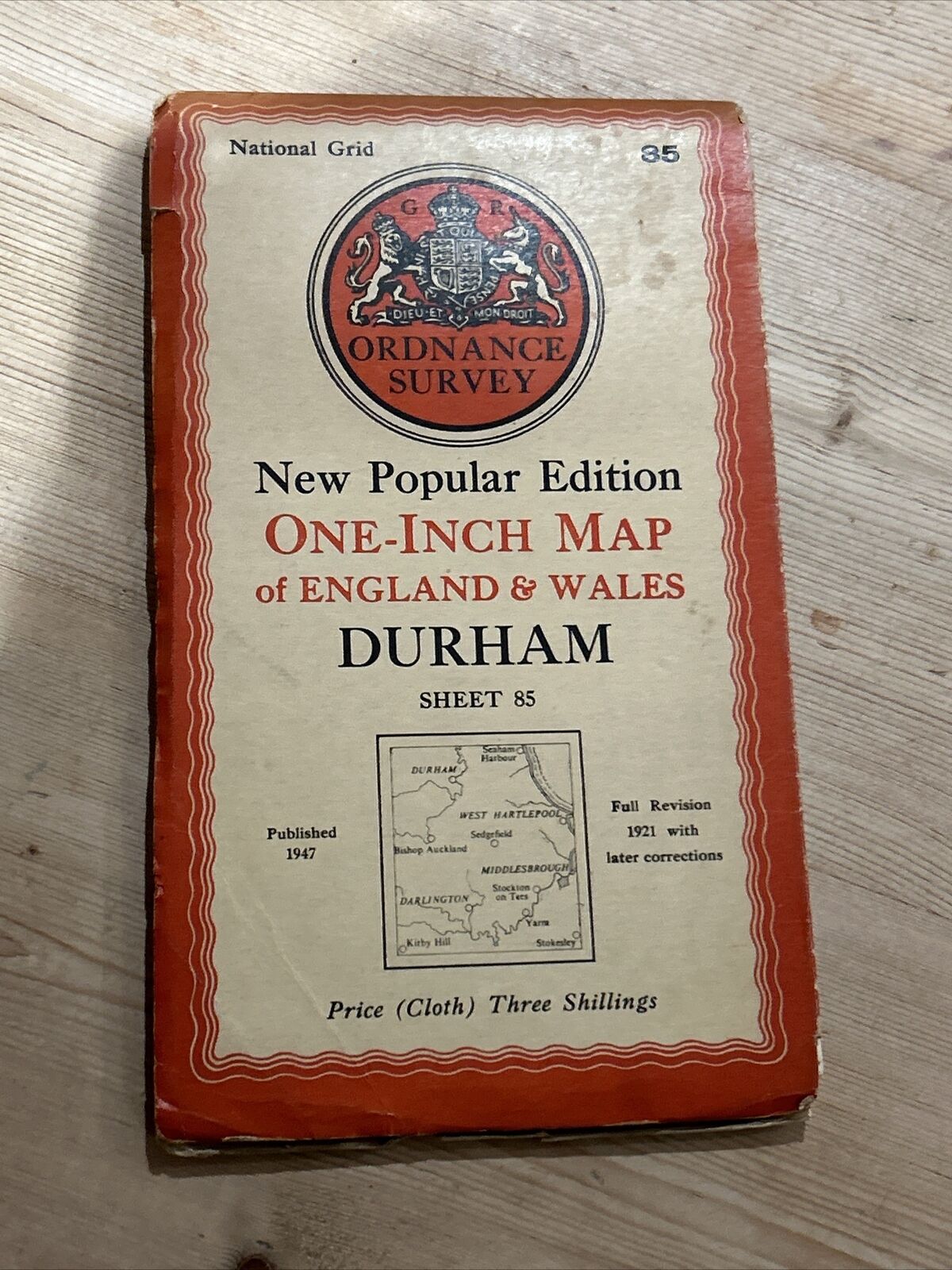 DURHAM Ordnance Survey CLOTH 6th Series 1947 Sheet 85 One Inch Stockton Yarm