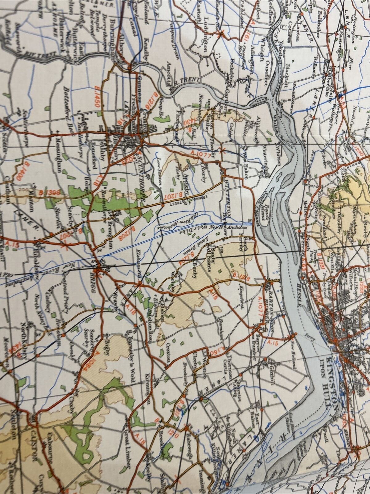 NORTH MIDLANDS LINCS 1946 Ordnance Survey CLOTH Sheet 6 Quarter Inch Map