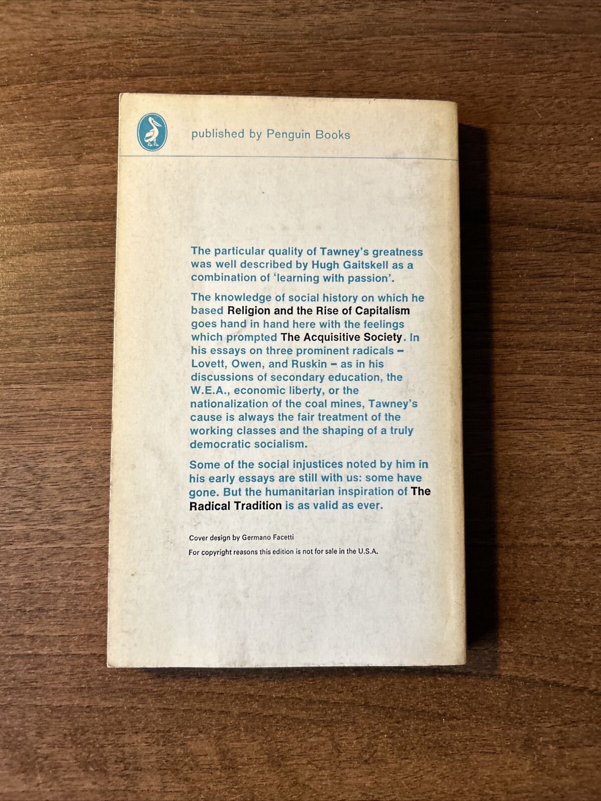 THE RADICAL TRADITION R H Tawney Pelican Book 1964 A834