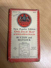 BUXTON & MATLOCK Ordnance Survey Paper Sixth Series 1947 Sheet 111 One Inch