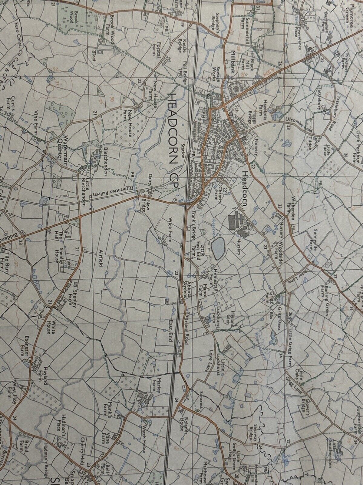 HEADCORN AND CHARING Pathfinder Ordnance Survey 1:25000 1986 TQ 84/94 Hothfield