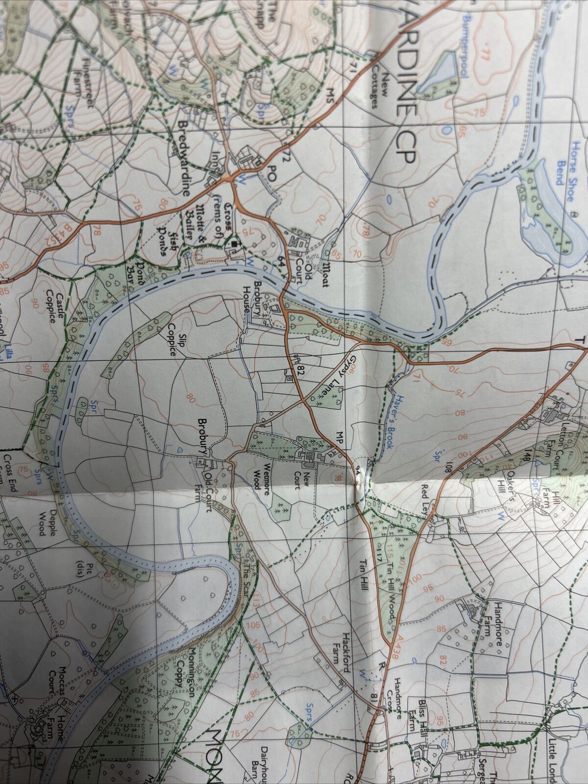 HAY ON WYE  Ordnance Survey Pathfinder Map 1016  SO24/34 1988 Bredwardine