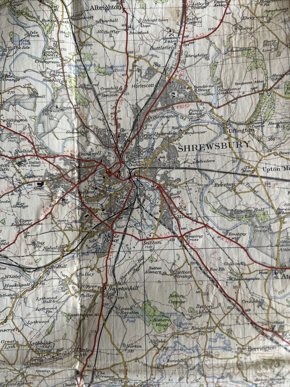 SHREWSBURY Ordnance Survey Seventh Series CLOTH One inch 1961 Sheet 118 Hodnet