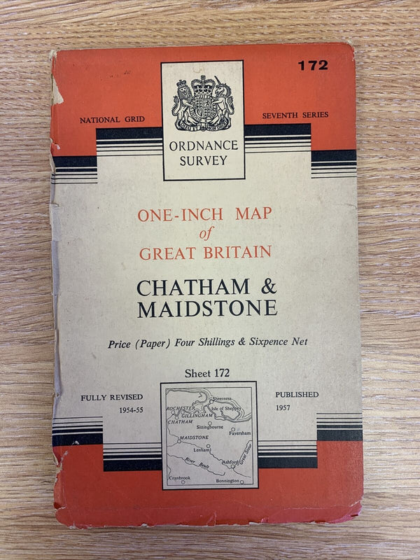 Chatham & Maidstone No 172 1957 Seventh Series Ordnance Survey One Inch Map