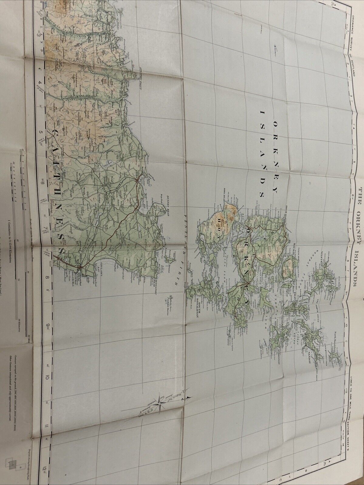 THE ORKNEY ISLANDS Ordnance Survey Quarter Inch Sheet 9 1923 Dunnet Head Wick