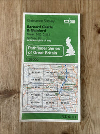 BERNARD CASTLE & GAINFORD Pathfinder 599 Ordnance Survey NZ01/11 1:25,000 1985