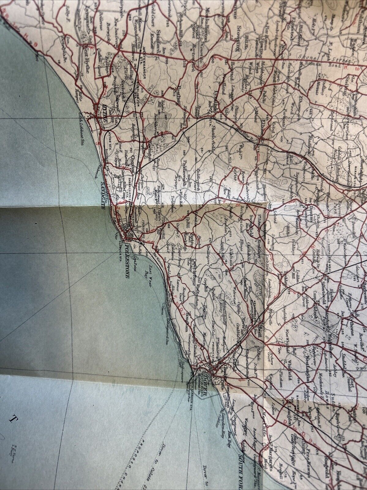 WESTGATE ON SEA District BACONS New Half Inch Map KENT Dover Shows Danger Hills