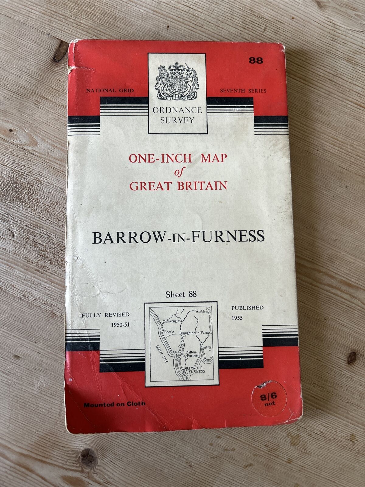 BARROW in FURNESS Cloth Ordnance Survey 7th Series 1 Inch Map 1955 Millom