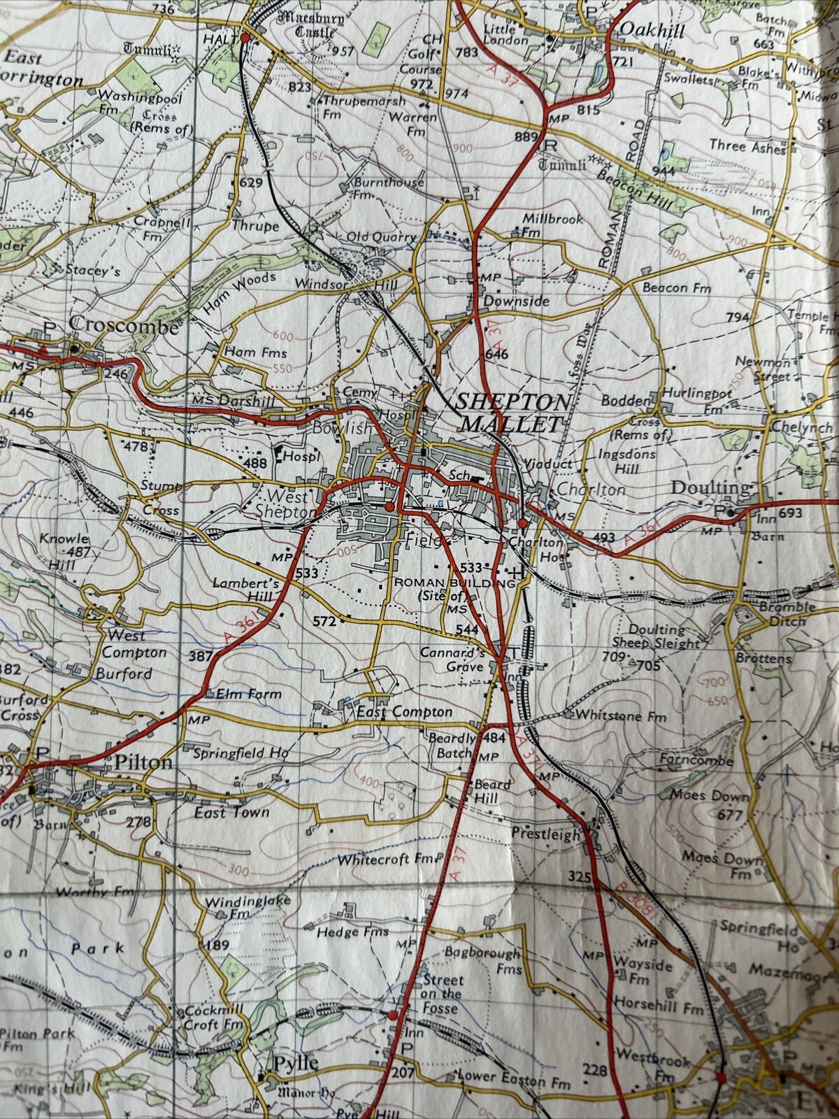 FROME Ordnance Survey Seventh Series CLOTH One Inch Map Sheet 166 1959 Wincanton