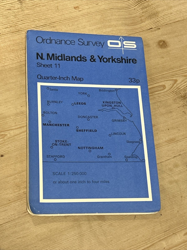 NORTH MIDLANDS & YORKSHIRE Ordnance Survey Map Quarter Inch Sheet 11 1973 Hull