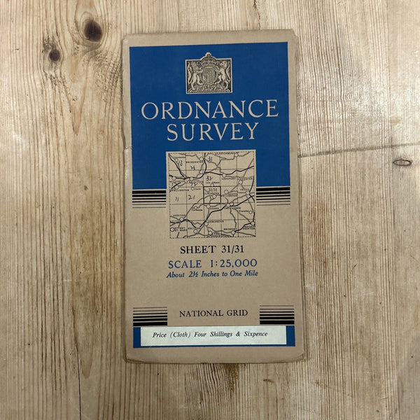 ILMINSTER Ordnance Survey CLOTH Sheet 31/31 1:25000 1949 Whitelackington Ilton