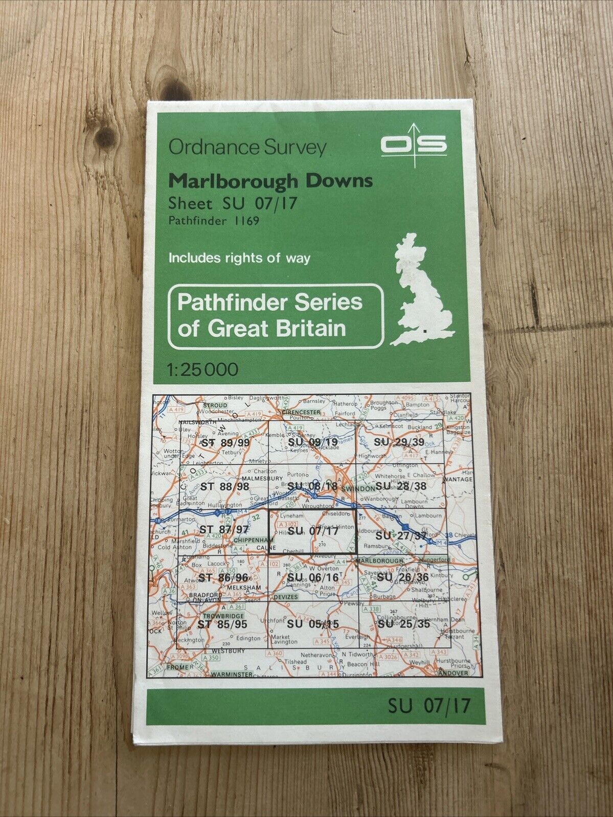 MARLBOROUGH DOWNS Pathfinder Ordnance Survey SU07/17 1:25000 1985 Broad Hinton