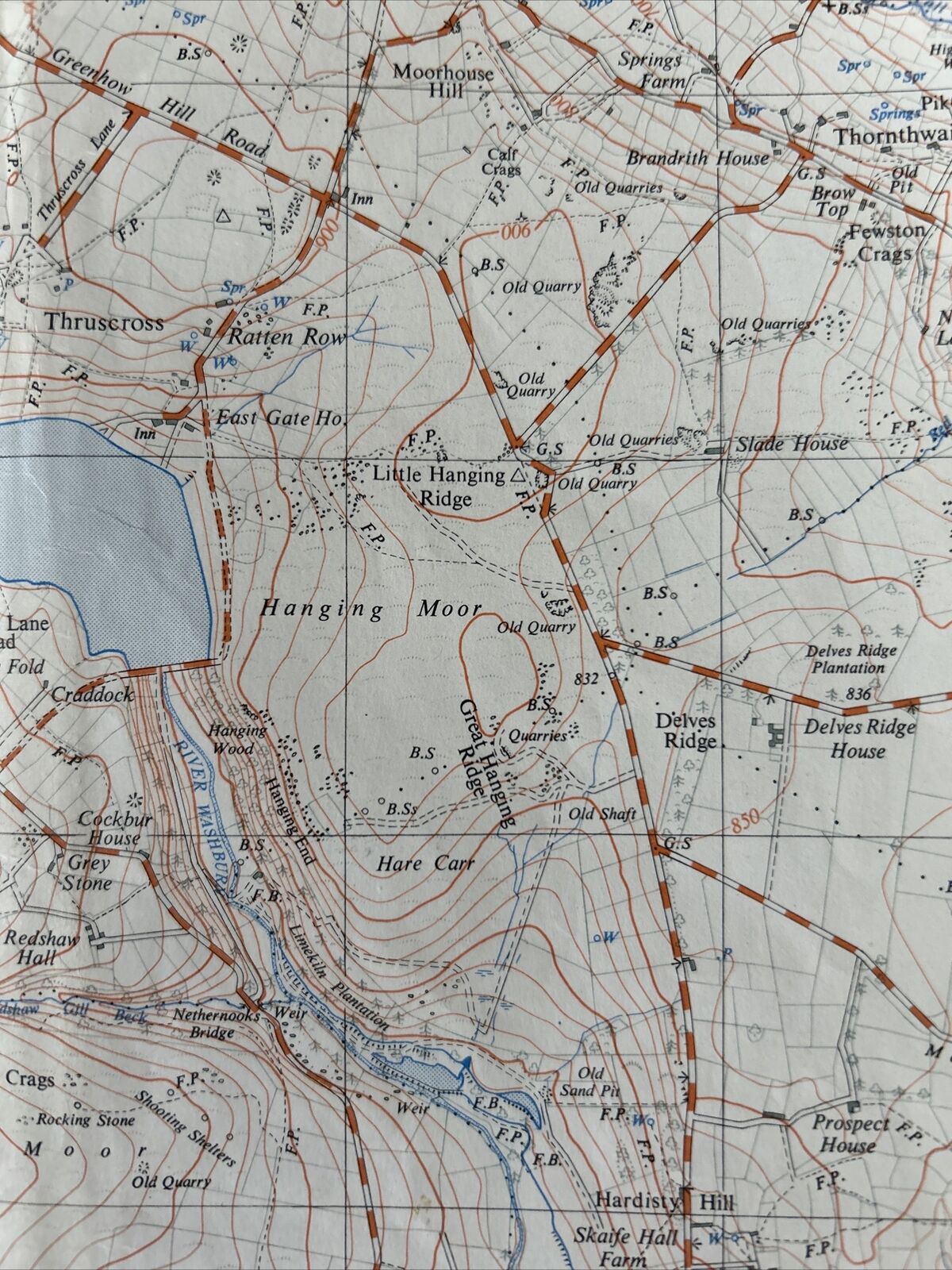 BLUBBERHOUSES Ordnance Survey Sheet SE15 Map 1:25,000 1952 Revised 1967