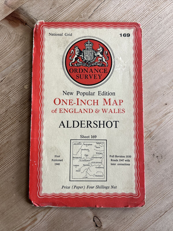 ALDERSHOT Ordnance Survey Sixth Edition Paper One inch 1940 Sheet 169 Alton