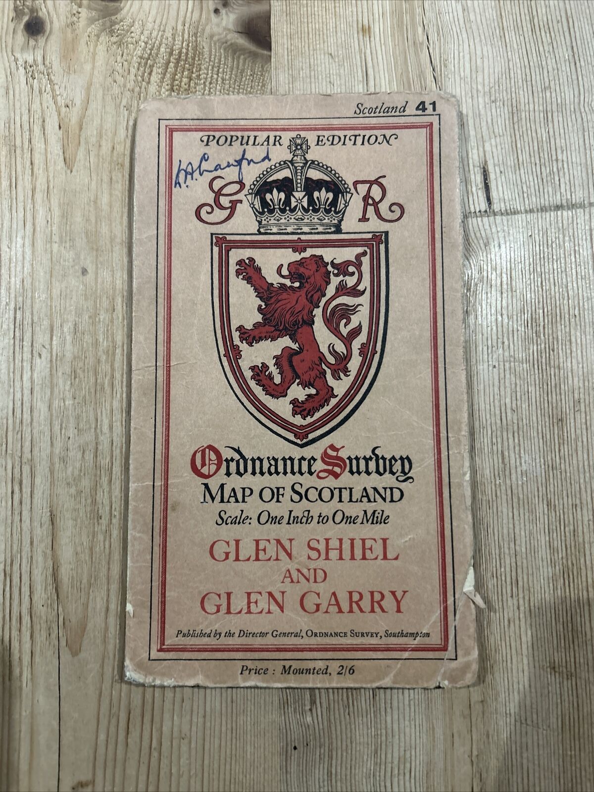 GLEN SHEIL & GLEN GARRY Ordnance Survey 1 In CLOTH Sheet 41 Popular Edition 1928