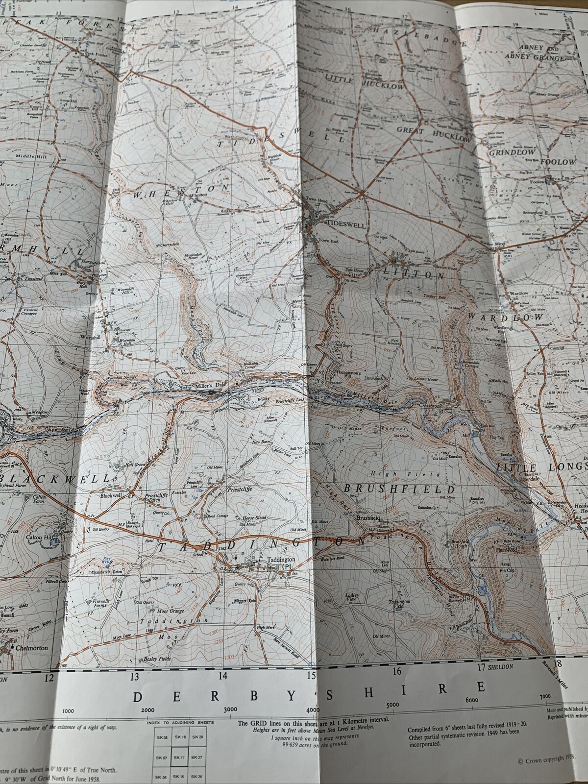 TIDESWELL Ordnance Survey Sheet SK17 Map 1:25,000 First Series 1961 Revisions