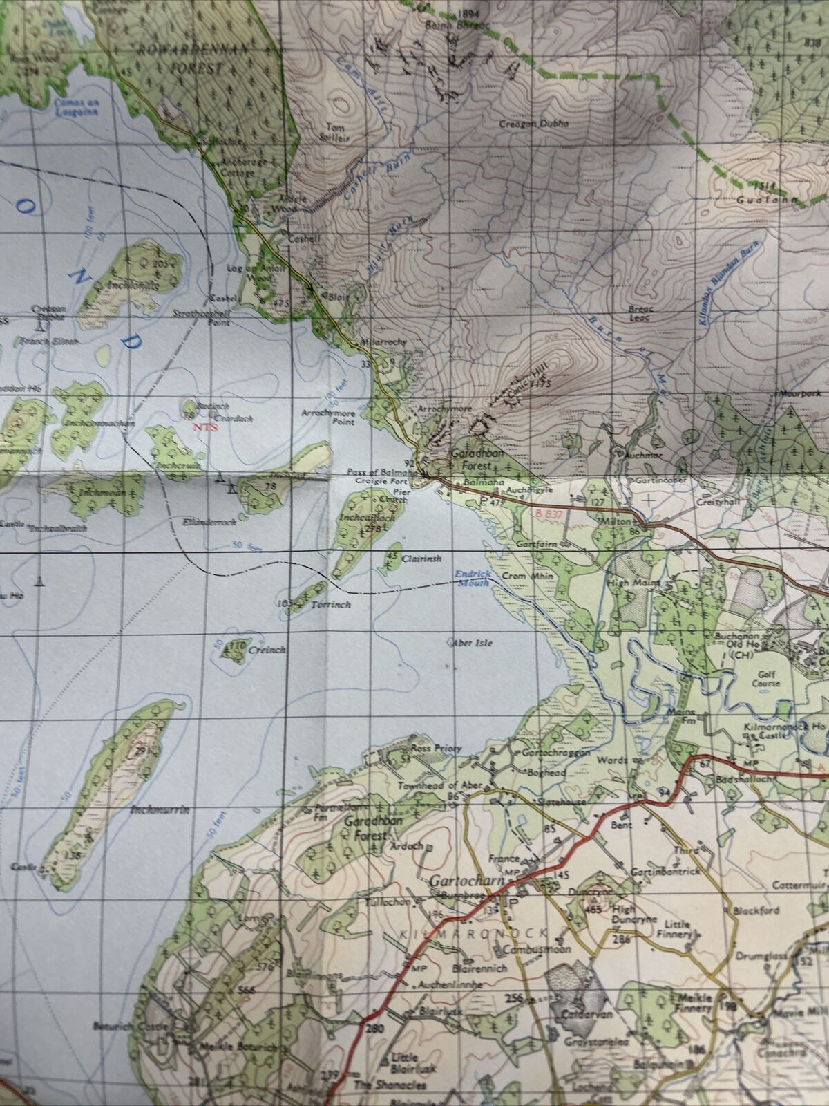 LOCH LOMOND & THE TROSSACHS Ordnance Survey 1 Inch Tourist Map 1967 Callander