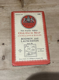 BODMIN & LAUNCESTON Ordnance Survey CLOTH Map 1946 Sixth Series Sheet 186 Morval