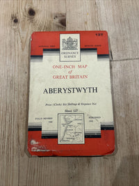 ABERYSTWYTH Ordnance Survey CLOTH Map 1952 Sheet 127 Seventh Series Machynlleth