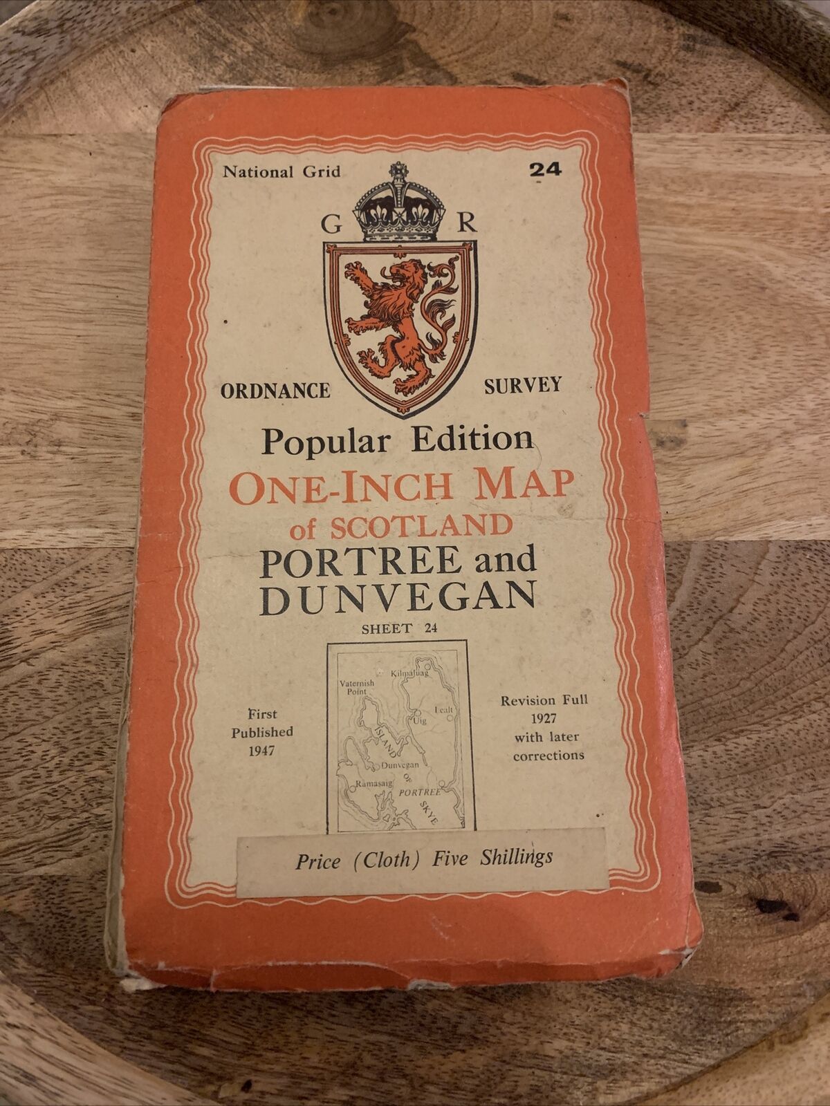 PORTREE & DUNVEGAN Scotland Ordnance Survey One Inch Sheet 24 Popular Ed 1947