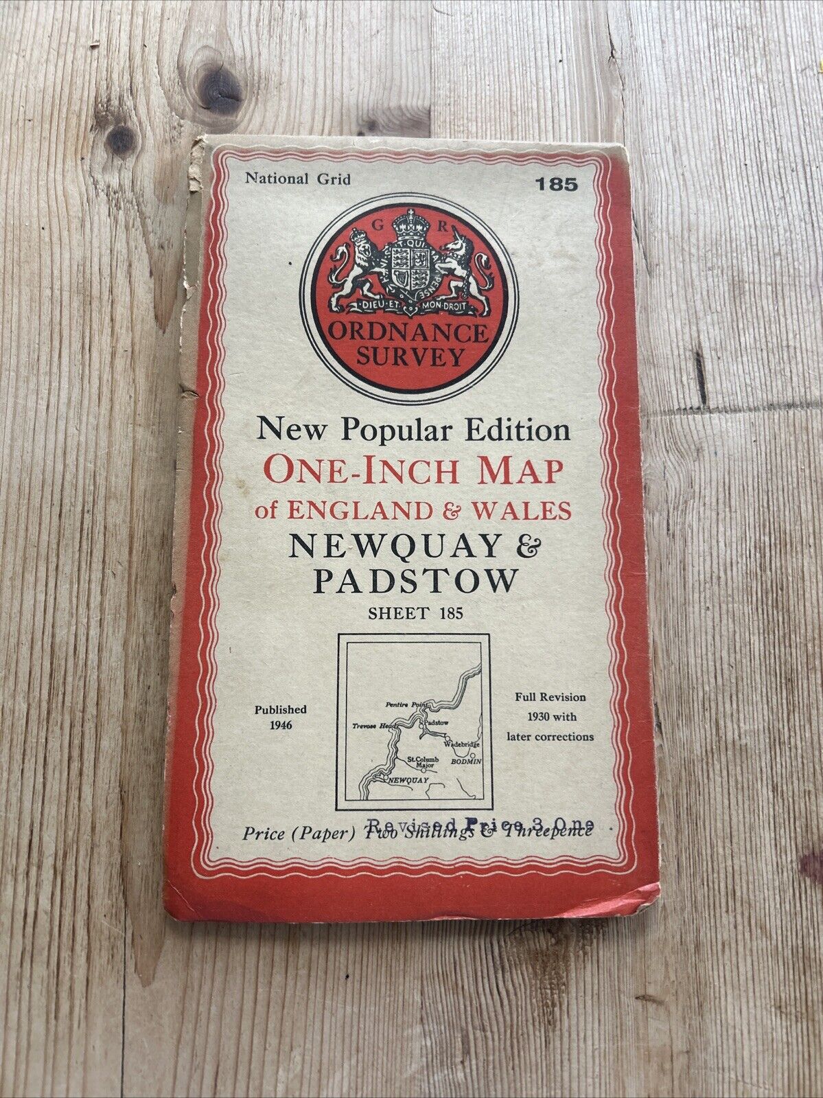 NEWQUAY & PADSTOW Paper Ordnance Survey Map 1946 Sixth Series No 185 Wadebridge