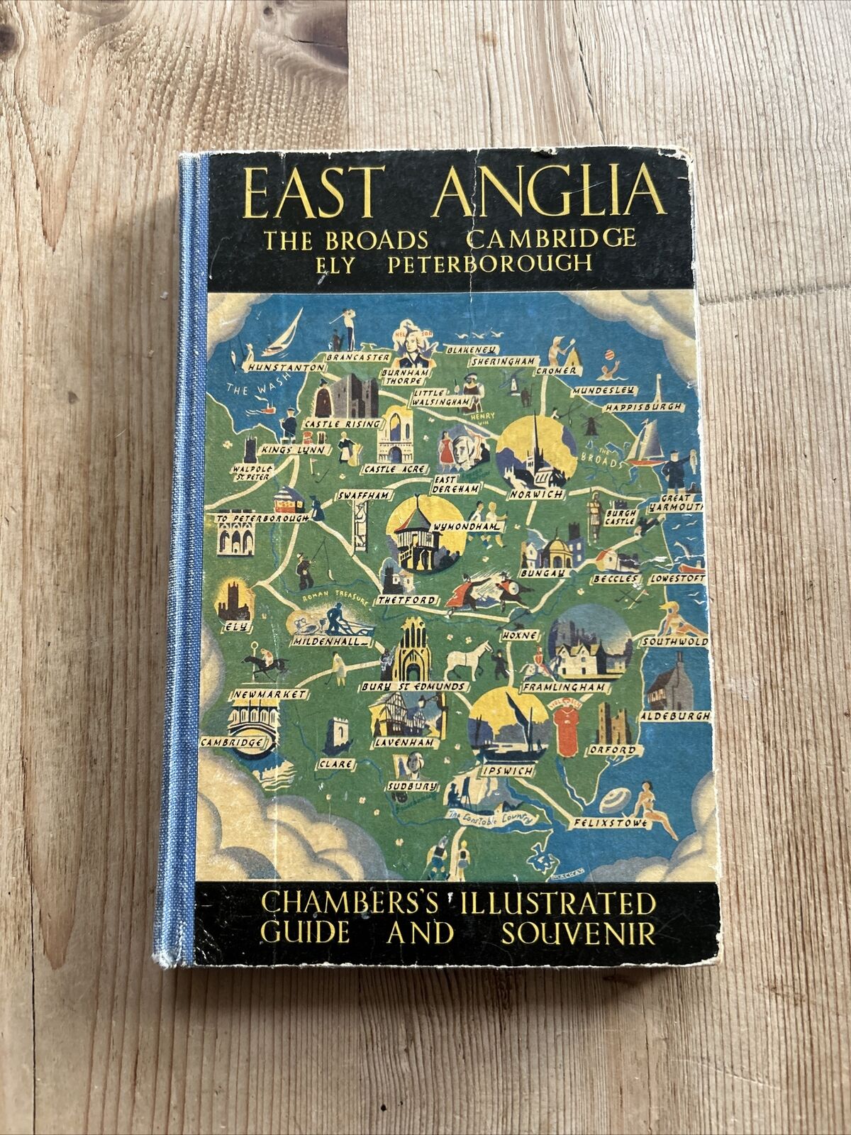 EAST ANGLIA The Broads Cambridge Ely Chambers Guide Hardback 1950? Map Photos