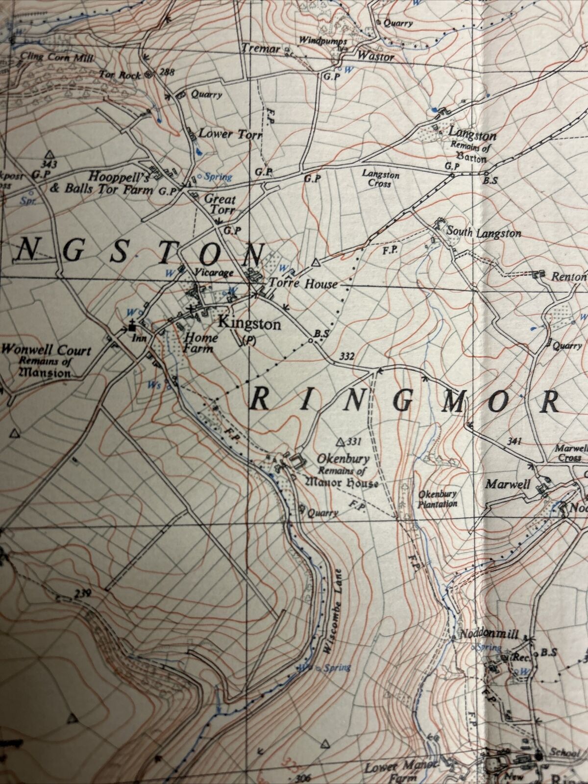 AVETON GIFFORD Ordnance Survey CLOTH 1:25,000 National Grid Sheet 20/64 1947