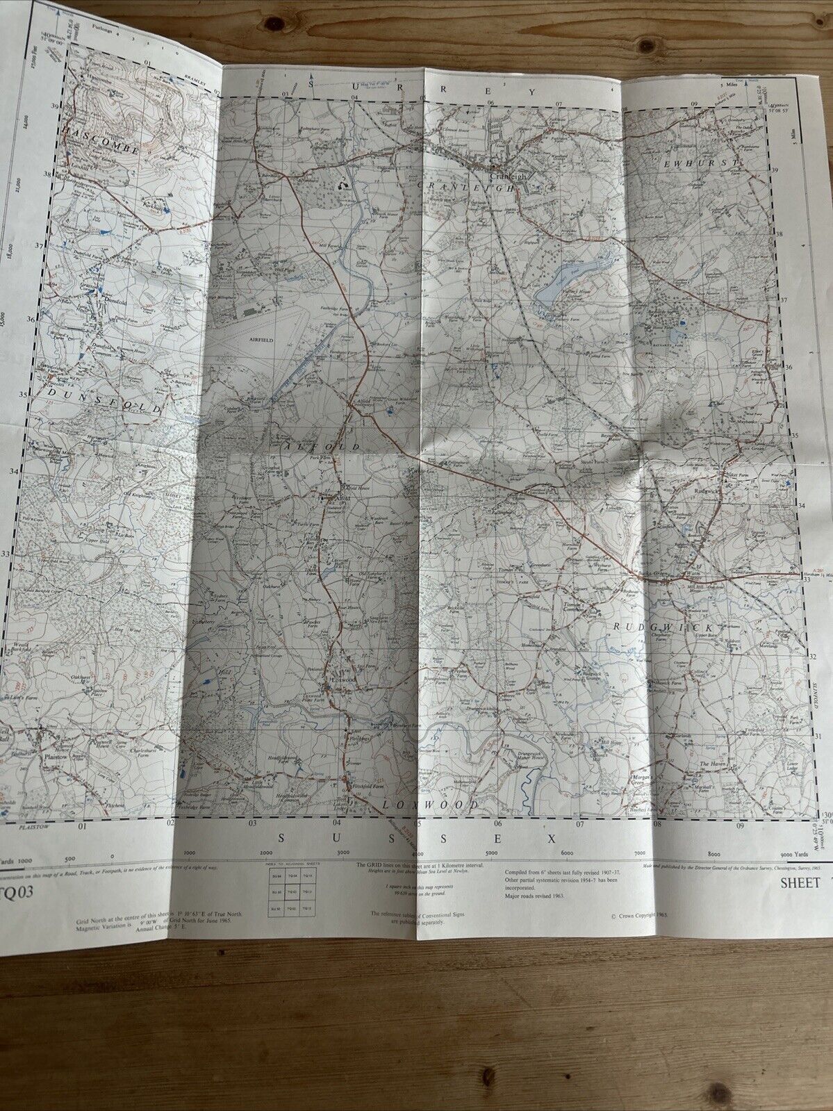 CRANLEIGH Ordnance Survey First Series Sheet TQ03 1:25,000 1965 Rudgwick