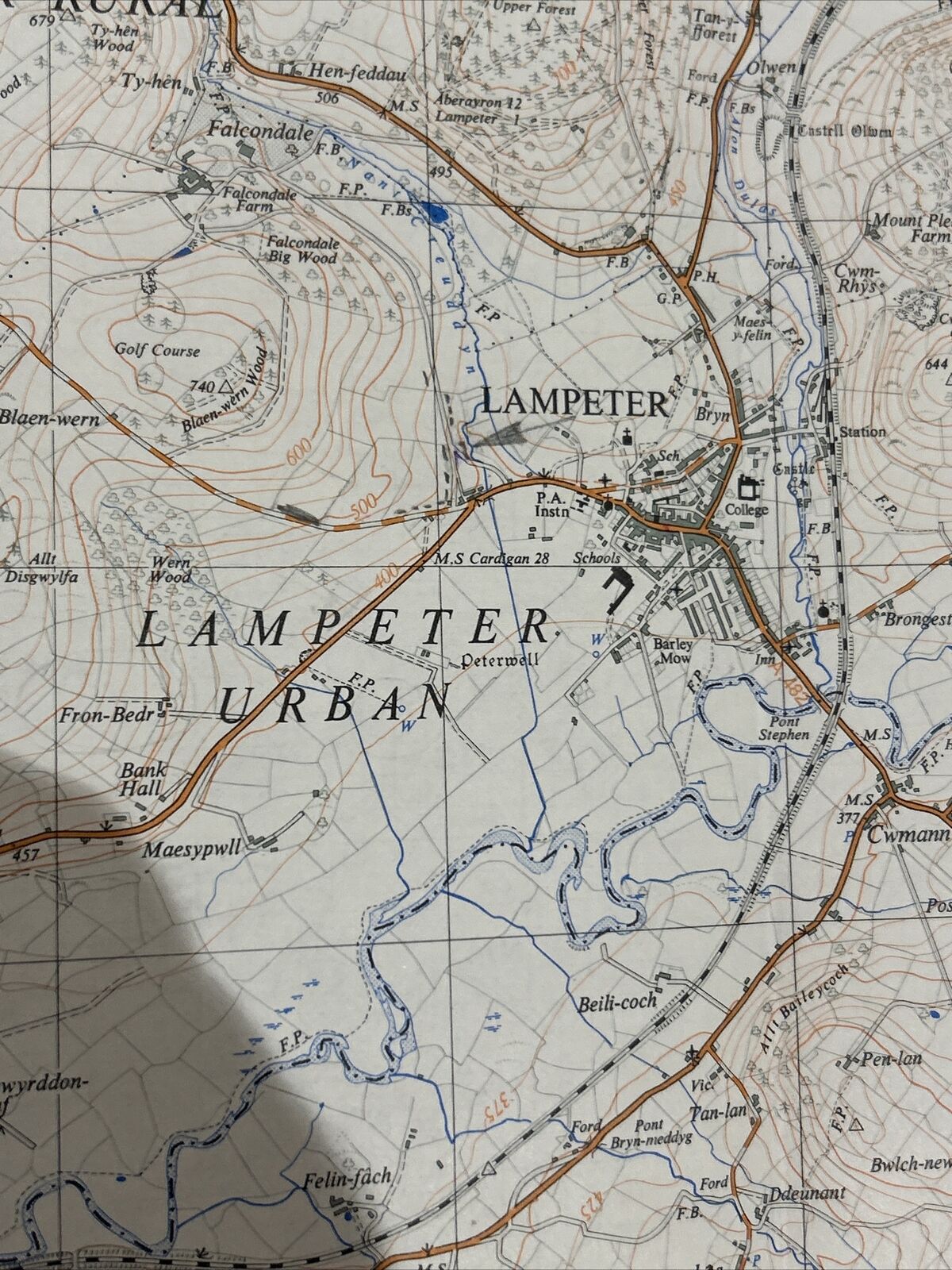 LAMPETER Ordnance Survey 1:25,000 First Series Sheet SN54 1952 Llanybyther