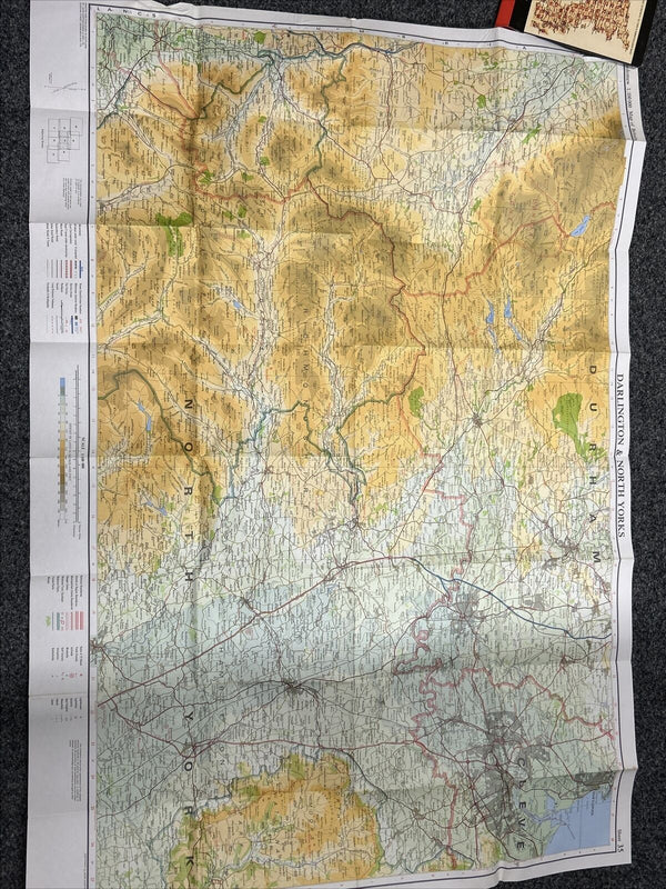 DARLINGTON & NORTH YORKS Bartholomew National Map Series No 35 1977 Leyburn