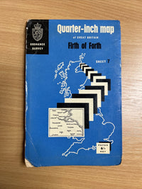 FIRTH OF FORTH 1969 Paper Ordnance Survey Quarter Inch Map Sheet 7 Glasgow Earn