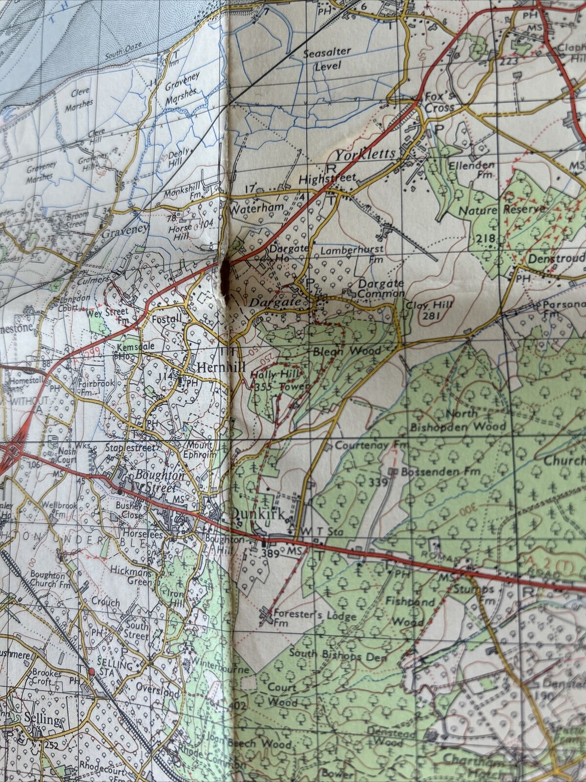 EAST KENT 1969 Ordnance Survey One Inch Map Sheet 173 Dover Sandwich Whitstable