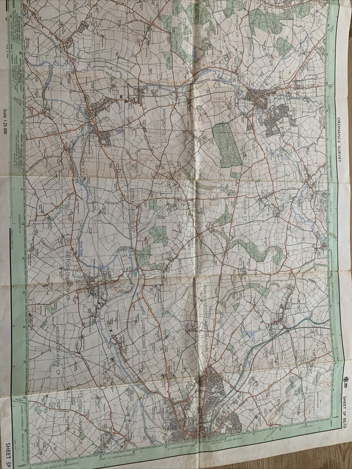 STRATFORD upon AVON West & ALCESTER Ordnance Survey Pathfinder Map 1982 SP05/15