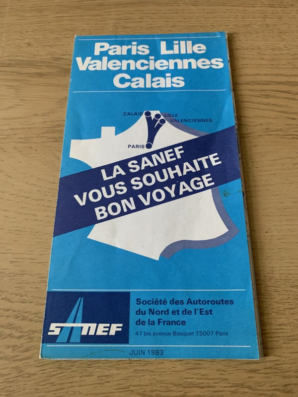 France - Pas De Calais Map 1983 Autoroutes To Paris 