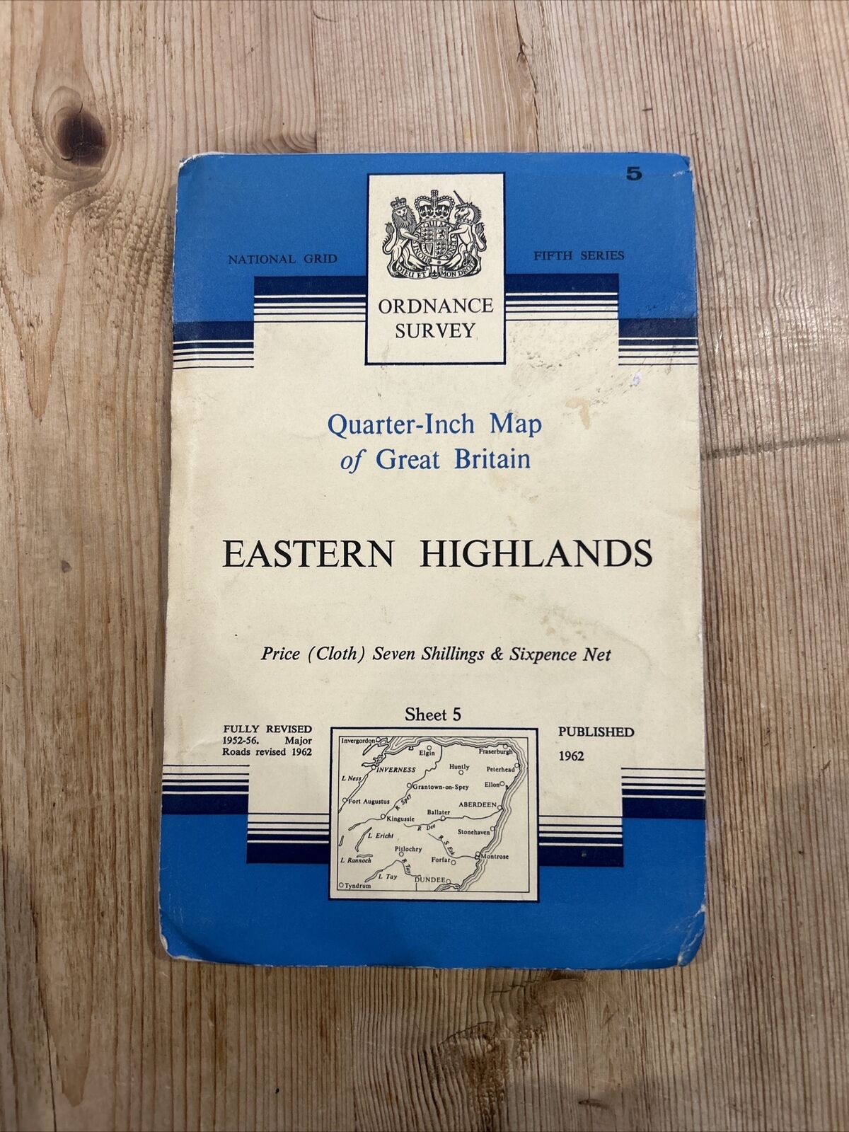 EASTERN HIGHLANDS 1962 CLOTH Ordnance Survey Quarter Inch Map Sheet 5 Grampians