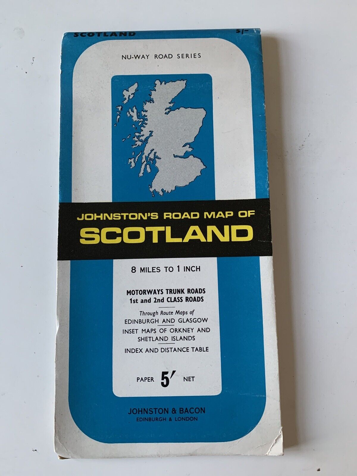 SCOTLAND Johnstons & Bacon Nu-way Map 1966 To Be Framed? One Sided Paper