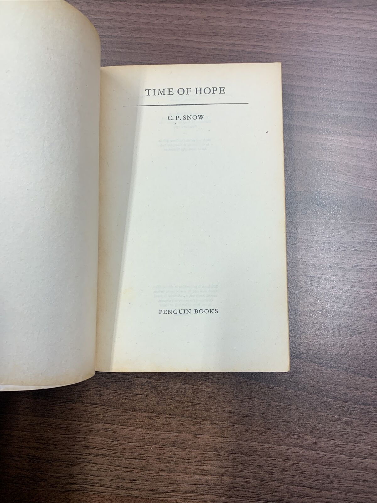 TIME OF HOPE  - CP SNOW - Penguin Books No 1763 1963