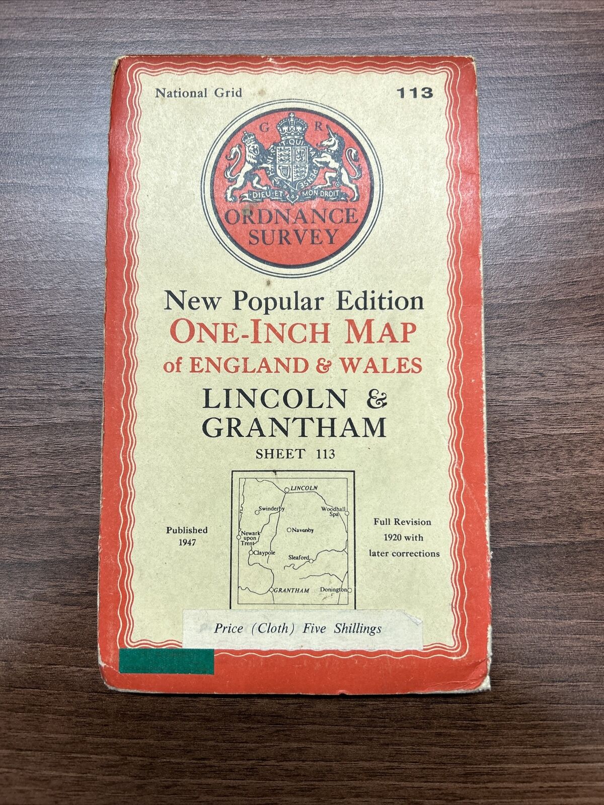 LINCOLN & GRANTHAM Ordnance Survey Cloth One Inch Map 1947 Sixth Ed Sheet 113